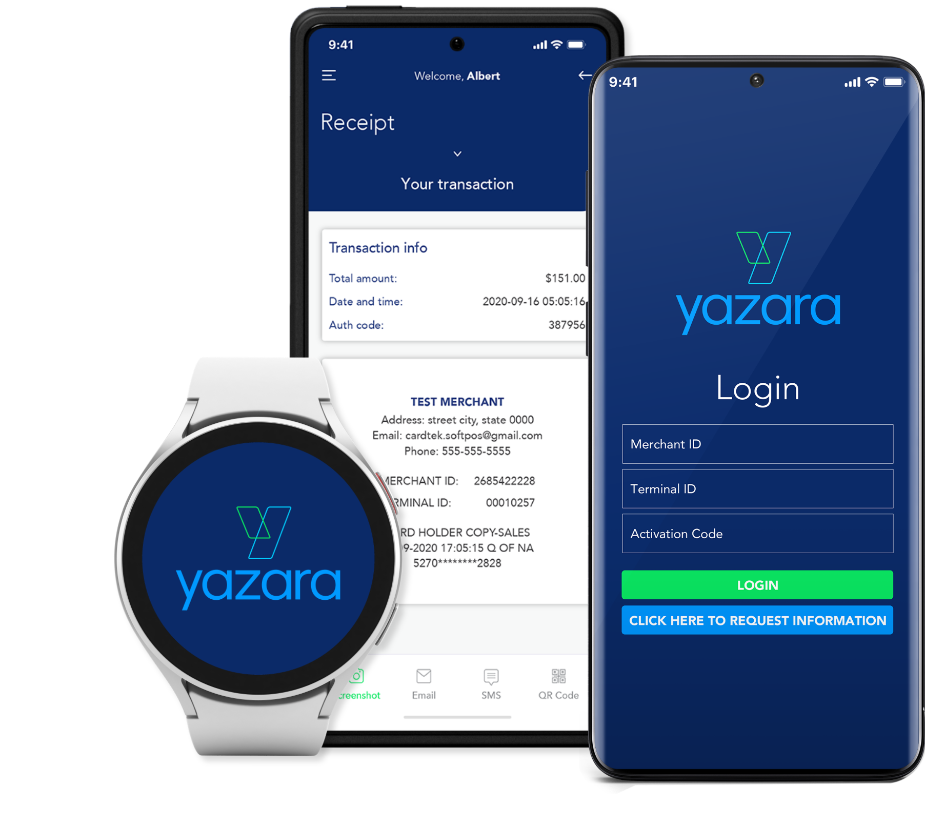 Smartphones and smartwatch with yazara solution ready to use