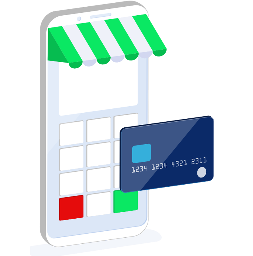 Illustration of phone with yazara sign in screen for merchant