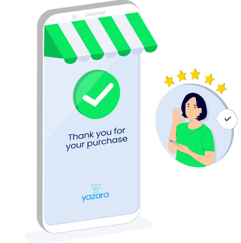 Illustration of a merchant phone ready to accept all kinds of EMV transactions of any amount